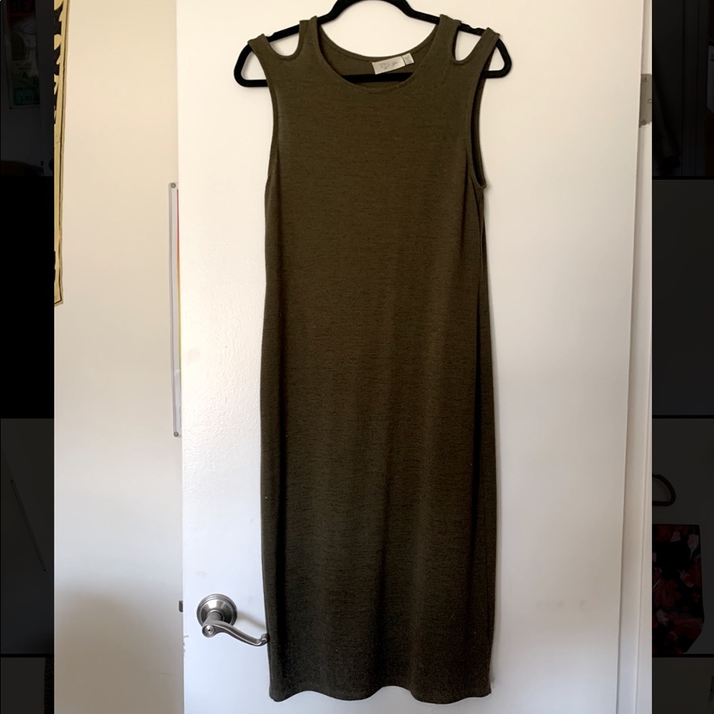 Army green midi dress